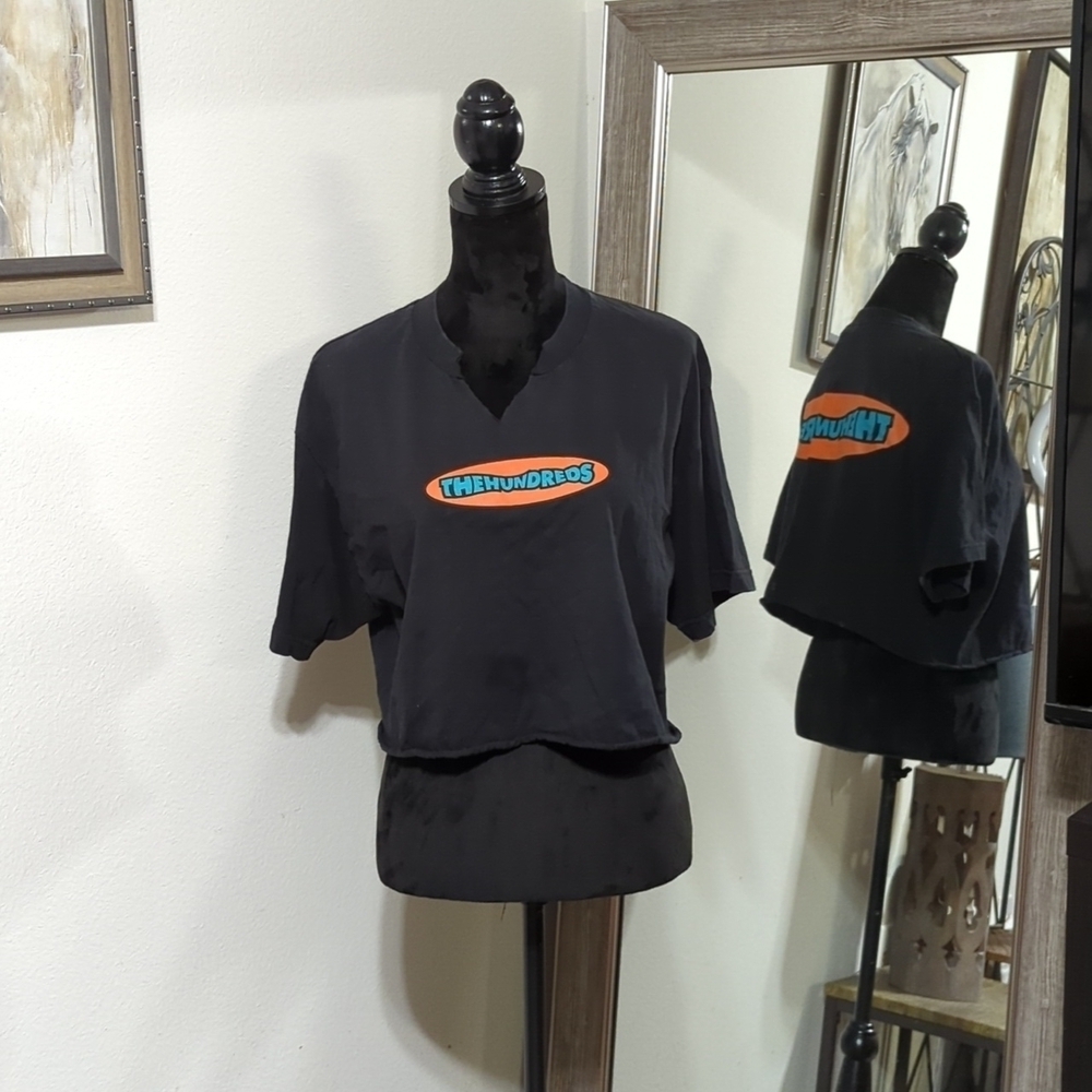 The Hundreds Black and Orange Crop T-shirt